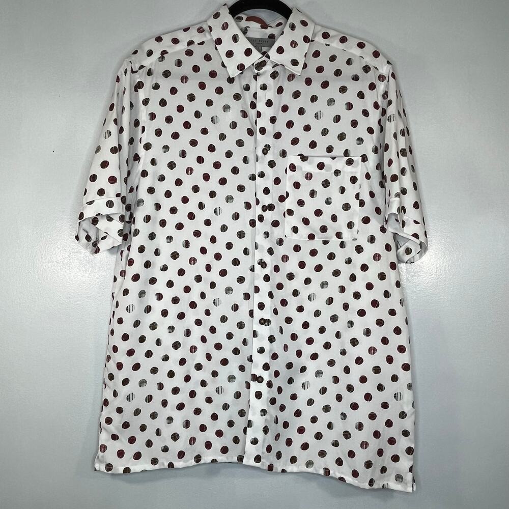 Ted Baker London Men Shorts Sleeve Button Up Collared Shirts Polka dots Size 4 M